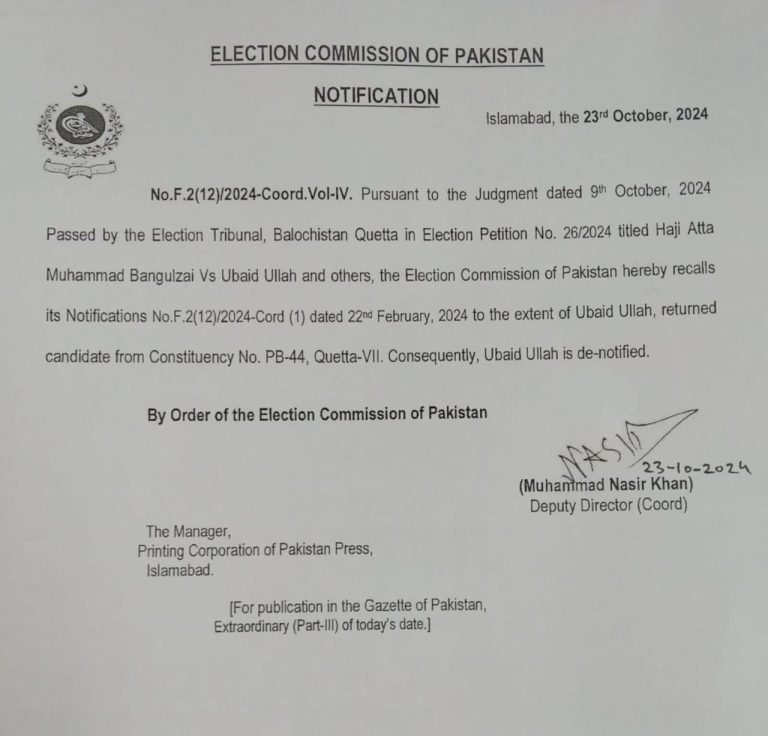 بلوچستان سے رکن صوبائی اسمبلی ڈی ٹوٹیفائی